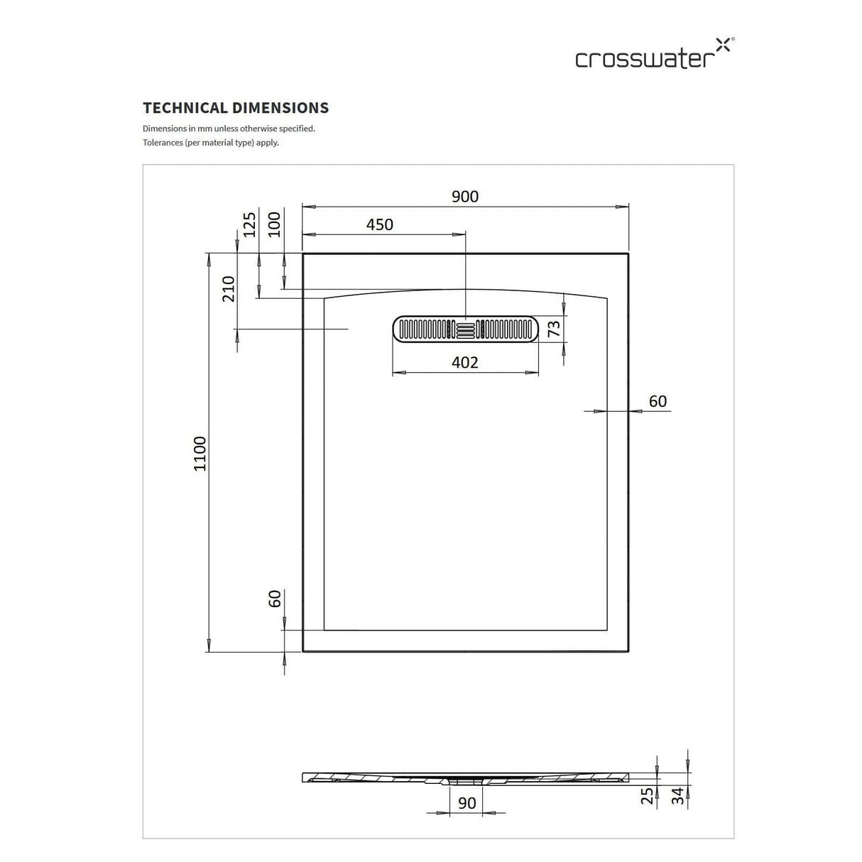 Crosswater Rectangle Shower Tray Crosswater Vito Rectangle 25mm Stone Resin Shower Tray