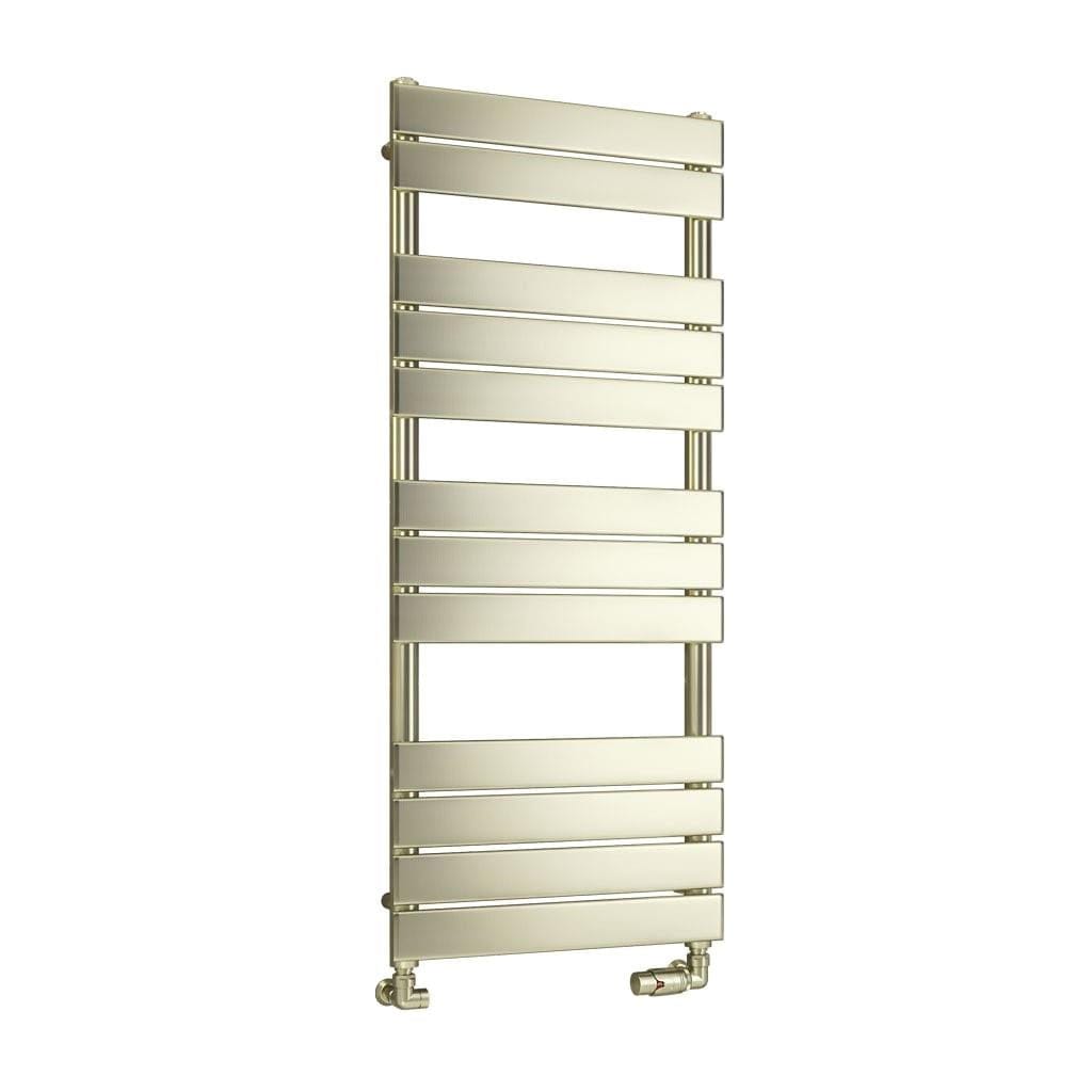 Eastbrook Designer Towel Radiator 1200 x 500 / Dual Fuel Eastbrook Staverton Tube On Tube Straight Radiator in Brushed Brass