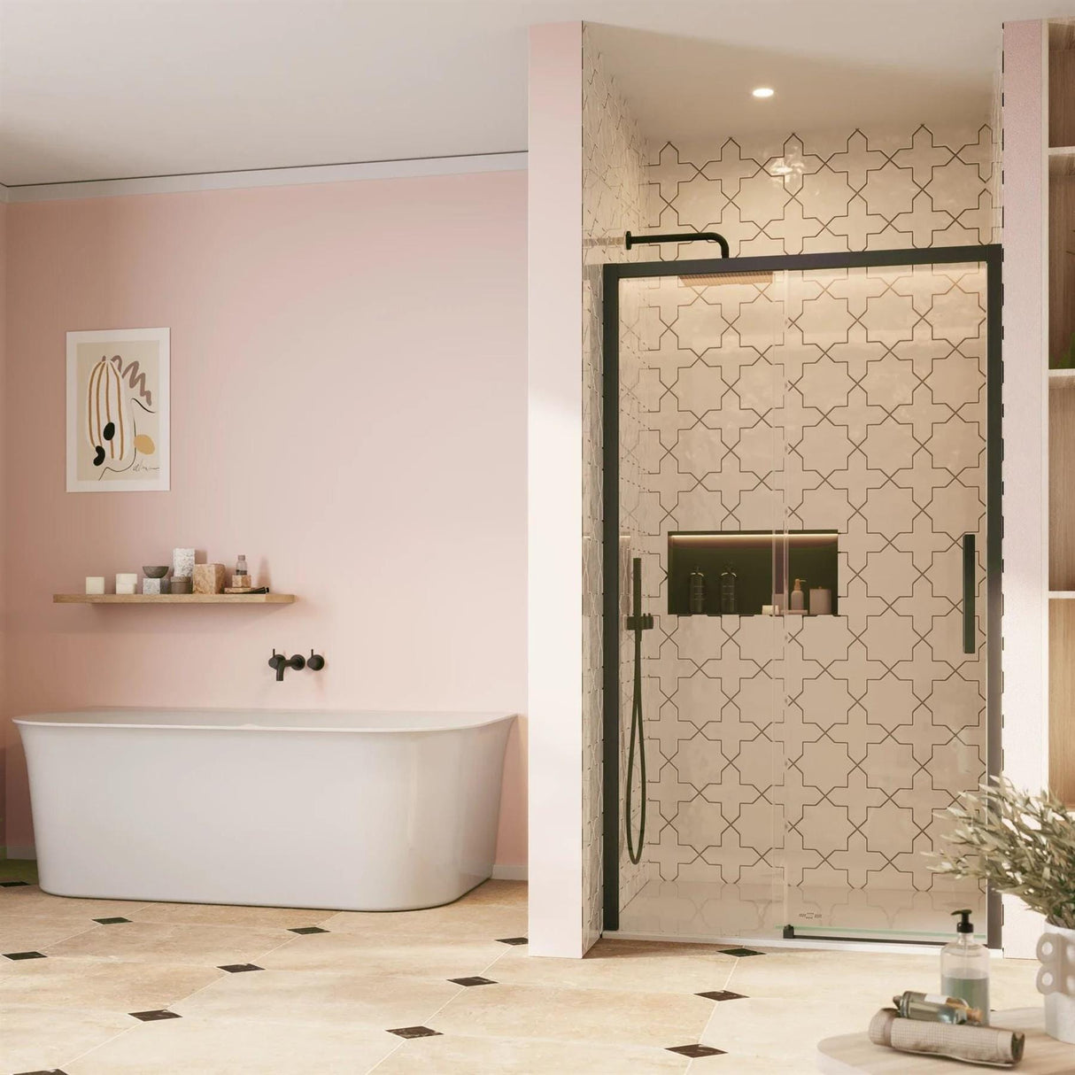 Crosswater Sliding Shower Door Matt Black / 2000 x 1500 Crosswater Asura 8mm Sliding Shower Door