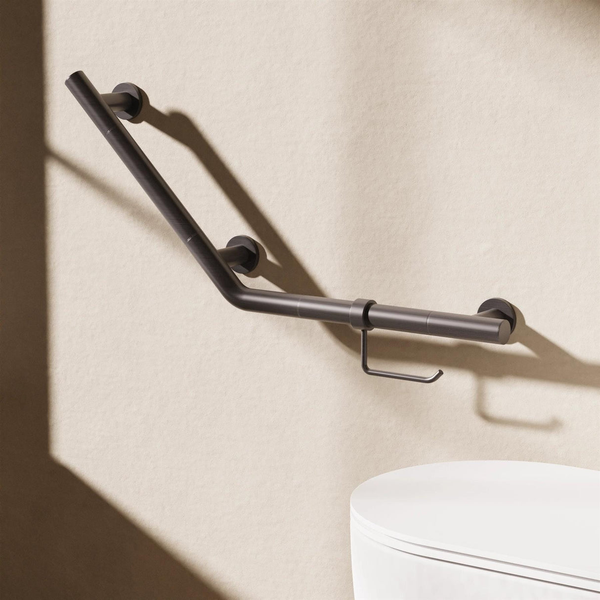 Crosswater Grab Rail/Bar Slate Crosswater Angled Grab Bar & Toilet Roll Holder
