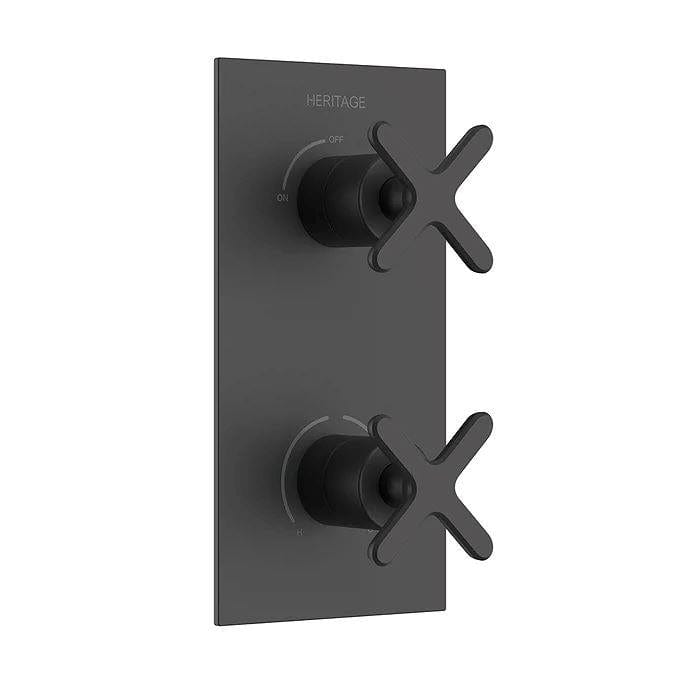 Heritage Concealed Shower Valve Matt Black Heritage Salcombe 1 Outlet, 2 Handle Conceled Thermostatic Shower Valve