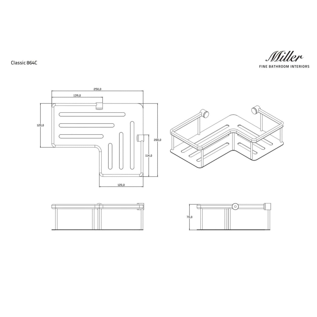 Miller Shelf Miller Signature Corner Shower Shelf in Chrome