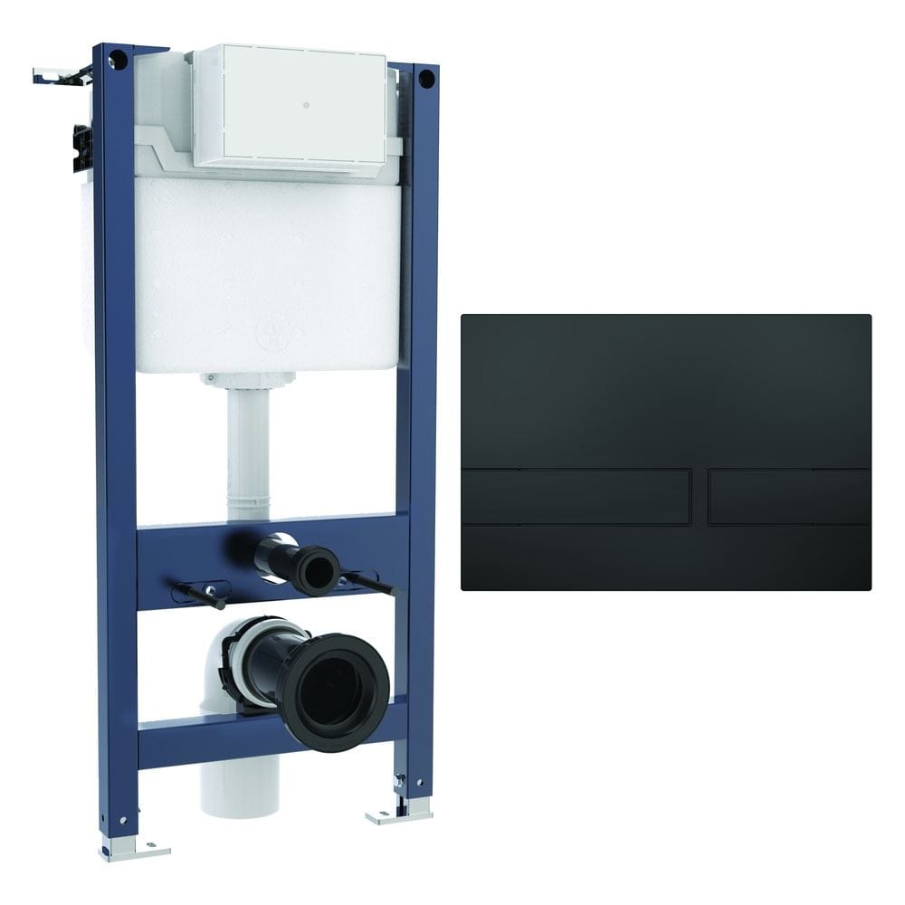 Crosswater Wall Hung WC Frame Venue Plate in Matt Black Crosswater 0.98m Dual Flush WC Support Frame Set with Flush Plate