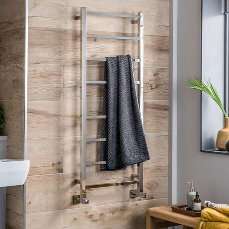 Vogue Designer Towel Radiator 1200 x 500 / Dual Fuel Vogue Ideal Straight Designer Towel Radiator in Polished Stainless Steel
