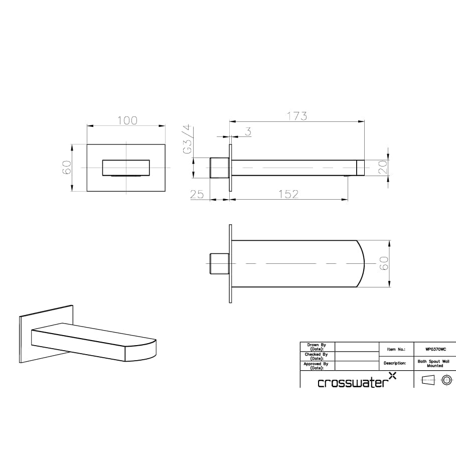 Crosswater Bath Spout Crosswater Wisp Bath Spout
