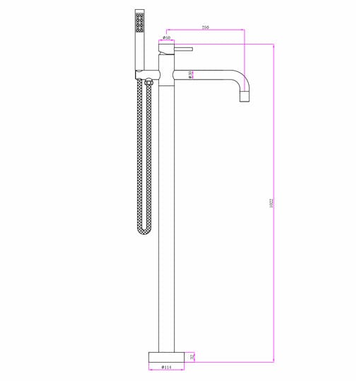 JTP Freestanding Bath Filler JTP Inox Stainless Steel Floor Standing Bath and Shower Mixer with Shower Kit