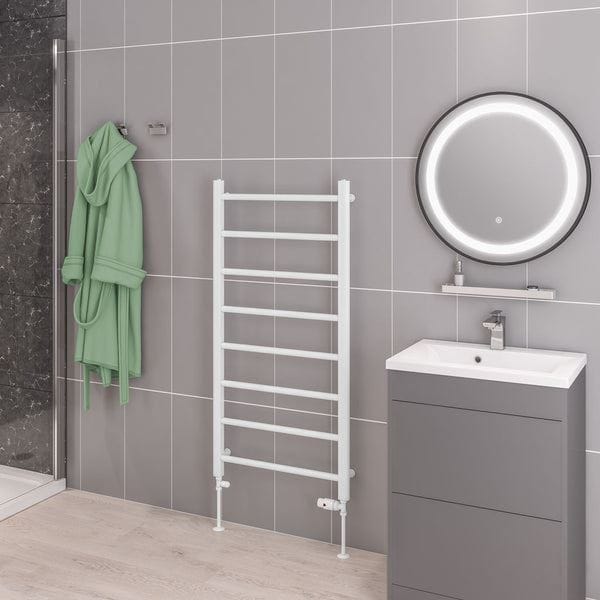 Eastbrook Ladder Rail 1200 x 600mm / Electric Only Eastbrook Tuscan Round Heated Towel Rail in White