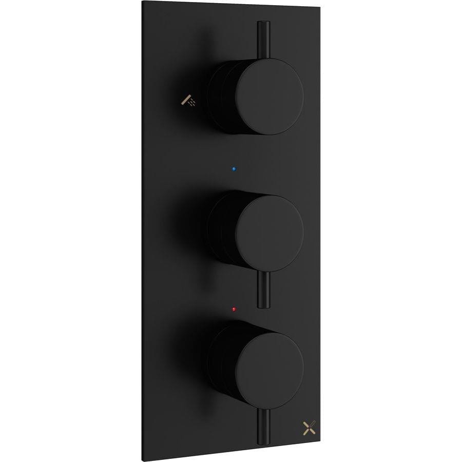 Crosswater Concealed Shower Valve Matt Black Crosswater MPRO 3 Outlet, 3 Handle Concealed Thermostatic Shower Valve
