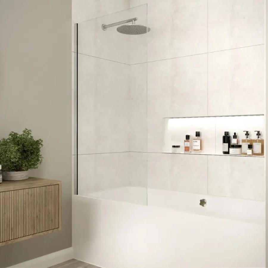 Merlyn Bath Screen Chrome Merlyn 8mm Fixed Single Square Bath Screen