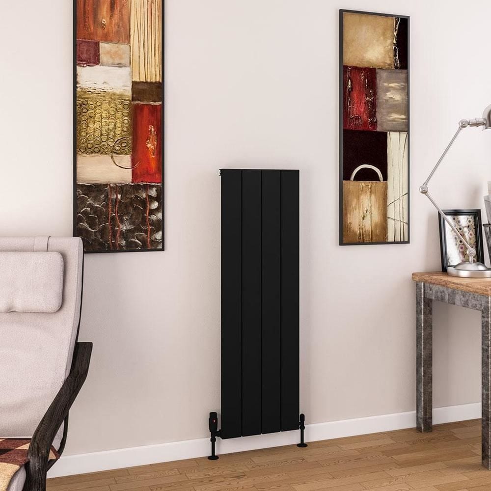 Eastbrook Panel Radiator 1200 x 375 / Central Heating Eastbrook Charlton Vertical Aluminium Designer Radiator in Matt Black