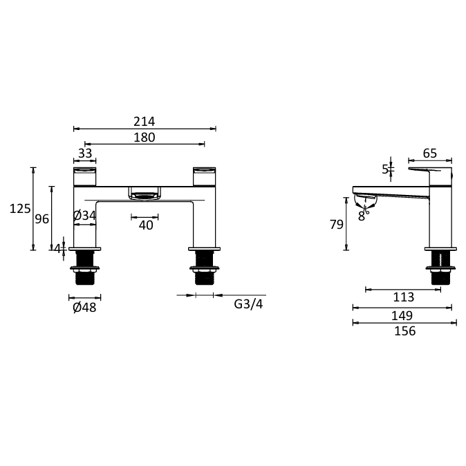 Crosswater Drift Bath Filler Tap