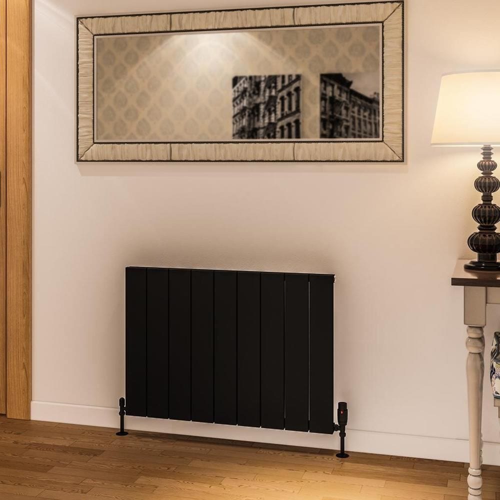 Eastbrook Panel Radiator 600 x 850 / Central Heating Eastbrook Rosano Straight Horizontal Aluminium Radiator in Matt Black