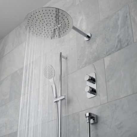Vado Concealed Shower Set Vado Tablet Altitude Thermostatic Dual Concealed Mixer Shower Valve with Shower Head and Kit in Chrome
