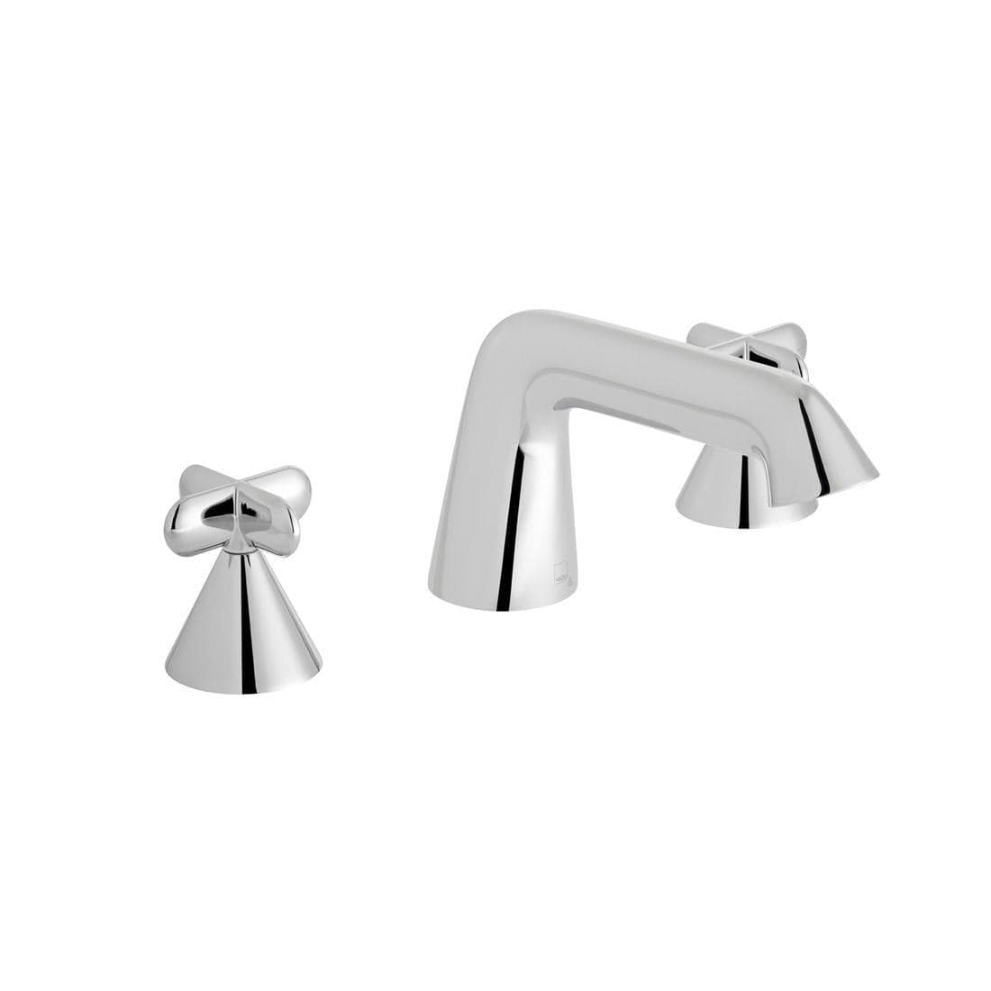 VADO 3 Tap Hole Basin Set Vado Arrondi 3 Hole Cross Handle Basin Mixer Tap in Chrome