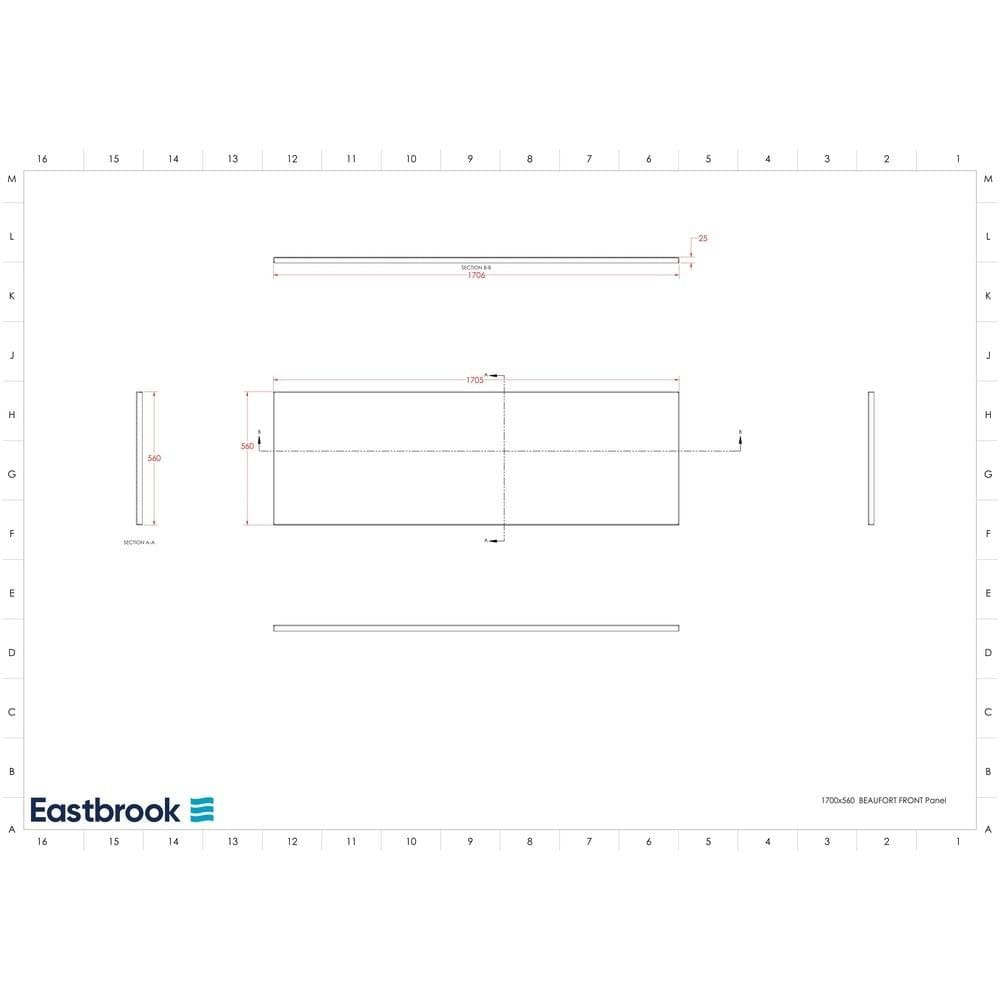 Eastbrook Bath Panel 1700mm / Reinforced Beauforté Acrylic Eastbrook Flat Front Bath Panel