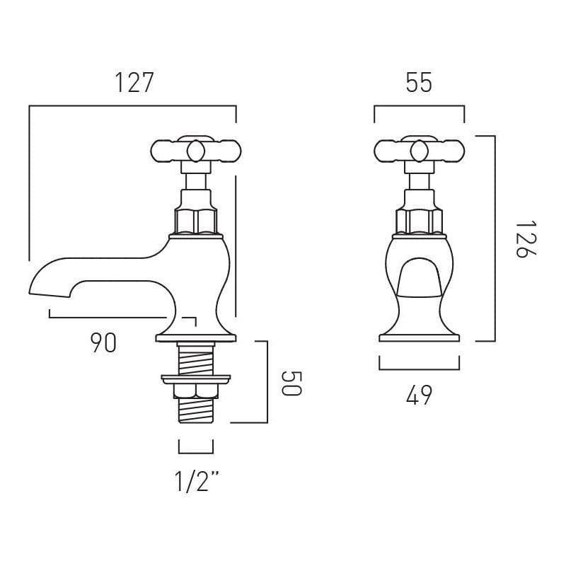 Vado Pillar Basin Tap Booth & Co. Axbridge Basin Pillar Taps (Pair)