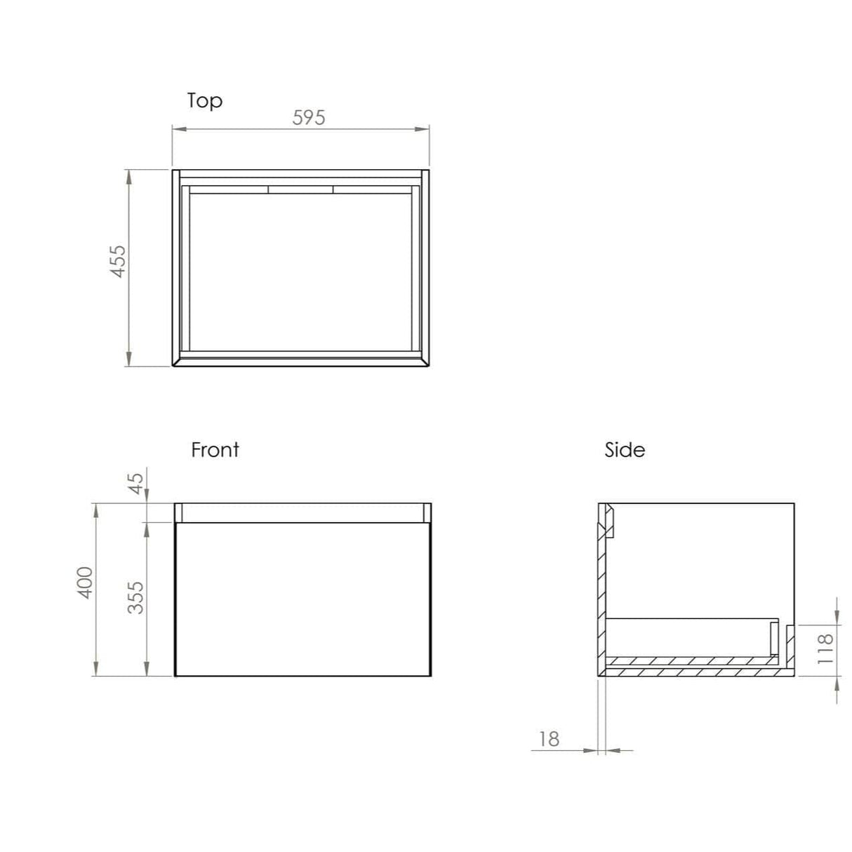 Saneux Wall Mounted Vanity Unit Saneux Uni Vanity Unit With Basin - 600 x 470mm - One Drawer - Wall Mounted