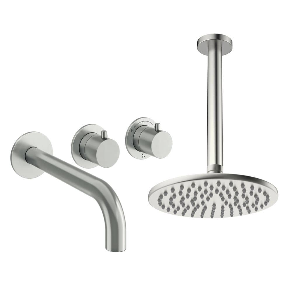 UK Bathroom Store Concealed Shower Set Crosswater Module Shower Set 3 with Fixed Overhead Shower and Bath Spout
