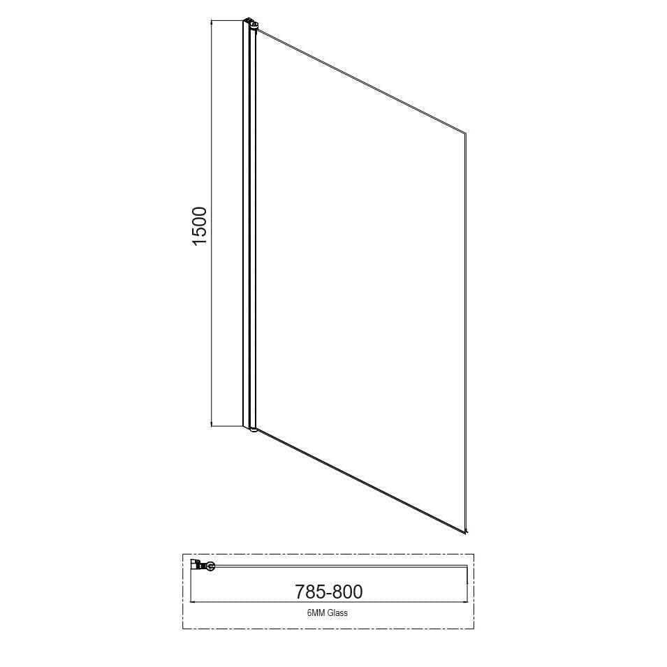 Aquarius Bathrooms Bath Screen Aquarius LevAqua Crittall Style 6mm Framed Hinged Bath Screen in Matt Black