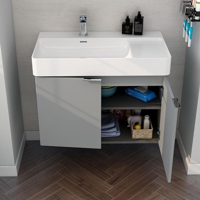 Imex Wall Mounted Vanity Unit Imex Blade Wall Mounted 800mm Double Door Vanity Unit with Basin in Matt Grey