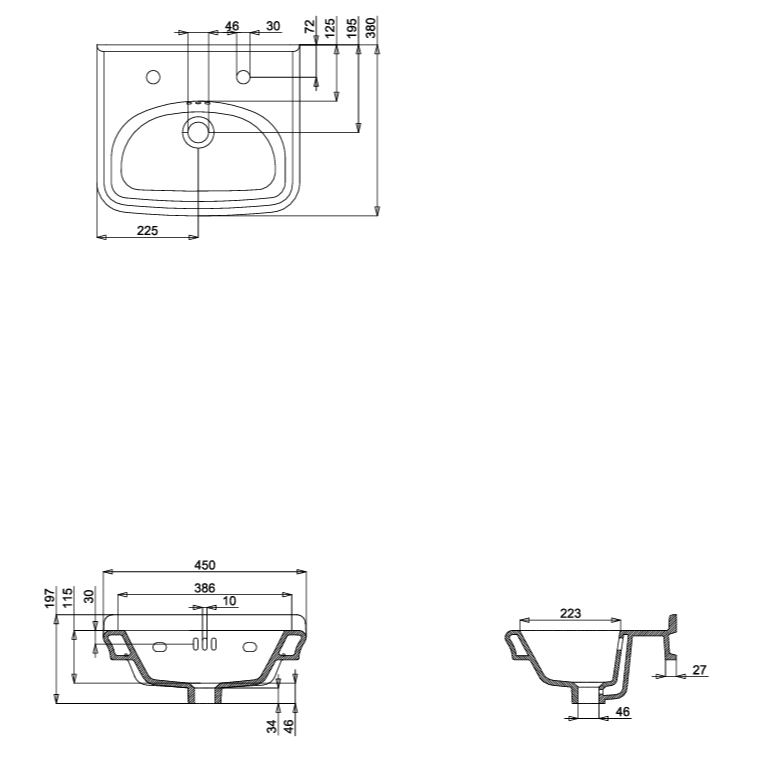 Burlington Guild 450mm Cloakroom Basin with Optional Washstand