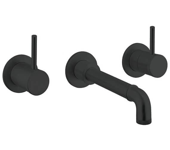 Crosswater Wall Mounted Basin Tap Carbon Black Crosswater MPRO Industrial 3 Hole Wall Mounted Basin Mixer Tap