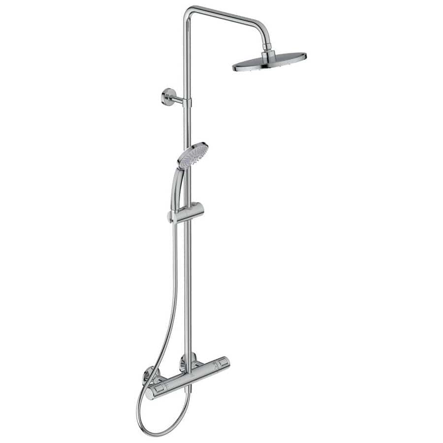 Ideal Standard Exposed Shower Set Ideal Standard Ceratherm T25 Exposed Thermostatic Shower Valve Set with Riser Kit, Showerhead and Handset in Chrome