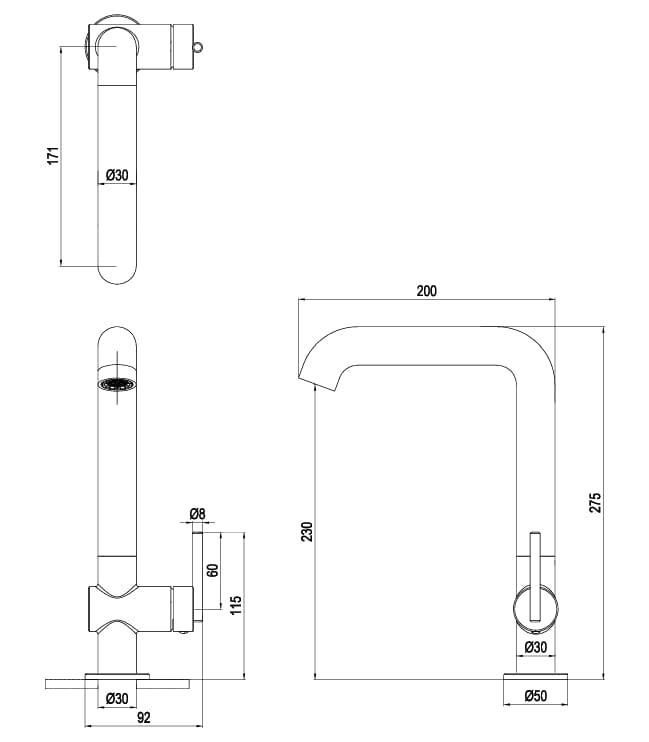 Crosswater Tall Basin Tap Crosswater 3ONE6 Lever Tall Basin Mixer Tap
