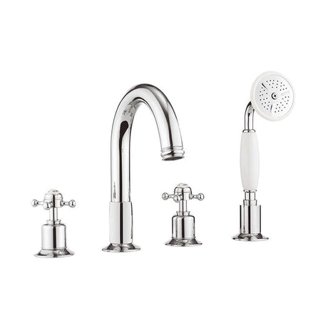 Crosswater 4 Tap Hole Bath Set Crosswater Belgravia 4 Hole Bath Shower Mixer Tap with Kit in Chrome