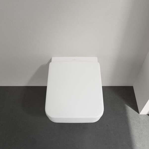Villeroy & Boch Wall Hung Toilet Villeroy & Boch Architectura Square Wall Hung Rimless DirectFlush Toilet with Soft Close Seat