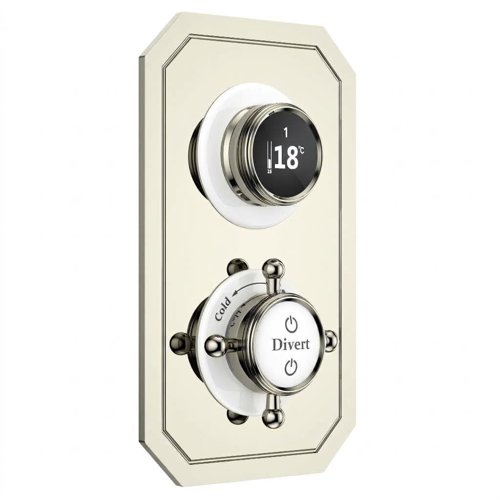 TED Concealed Shower Valve Polished Nickel TED Wyse Traditional 2/3 Outlet Digital Shower Valve with Crosshead Handle