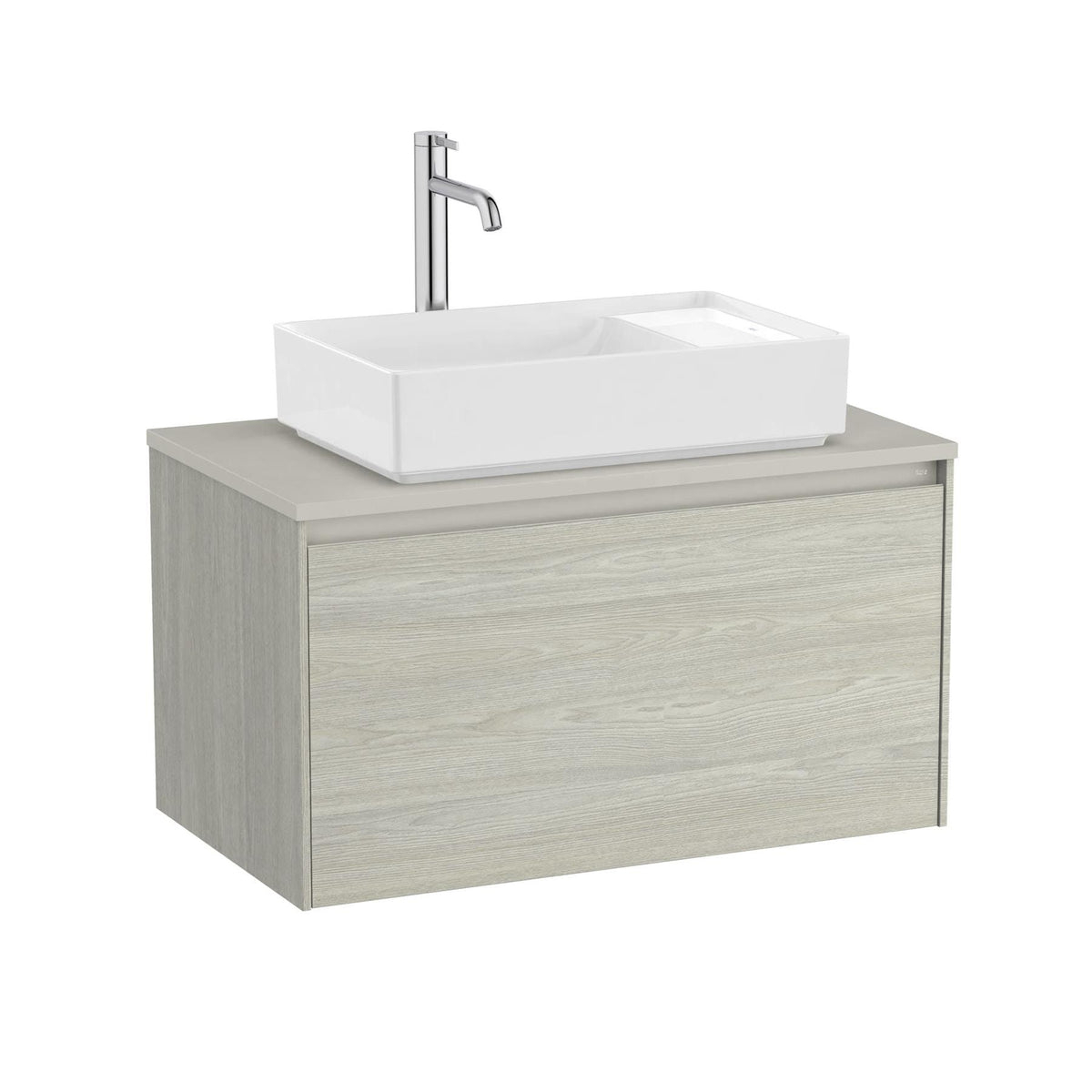 Roca Wall Mounted Vanity Unit White Oak Roca Ona 800mm Wall Mounted One Drawer Vanity Unit with Countertop