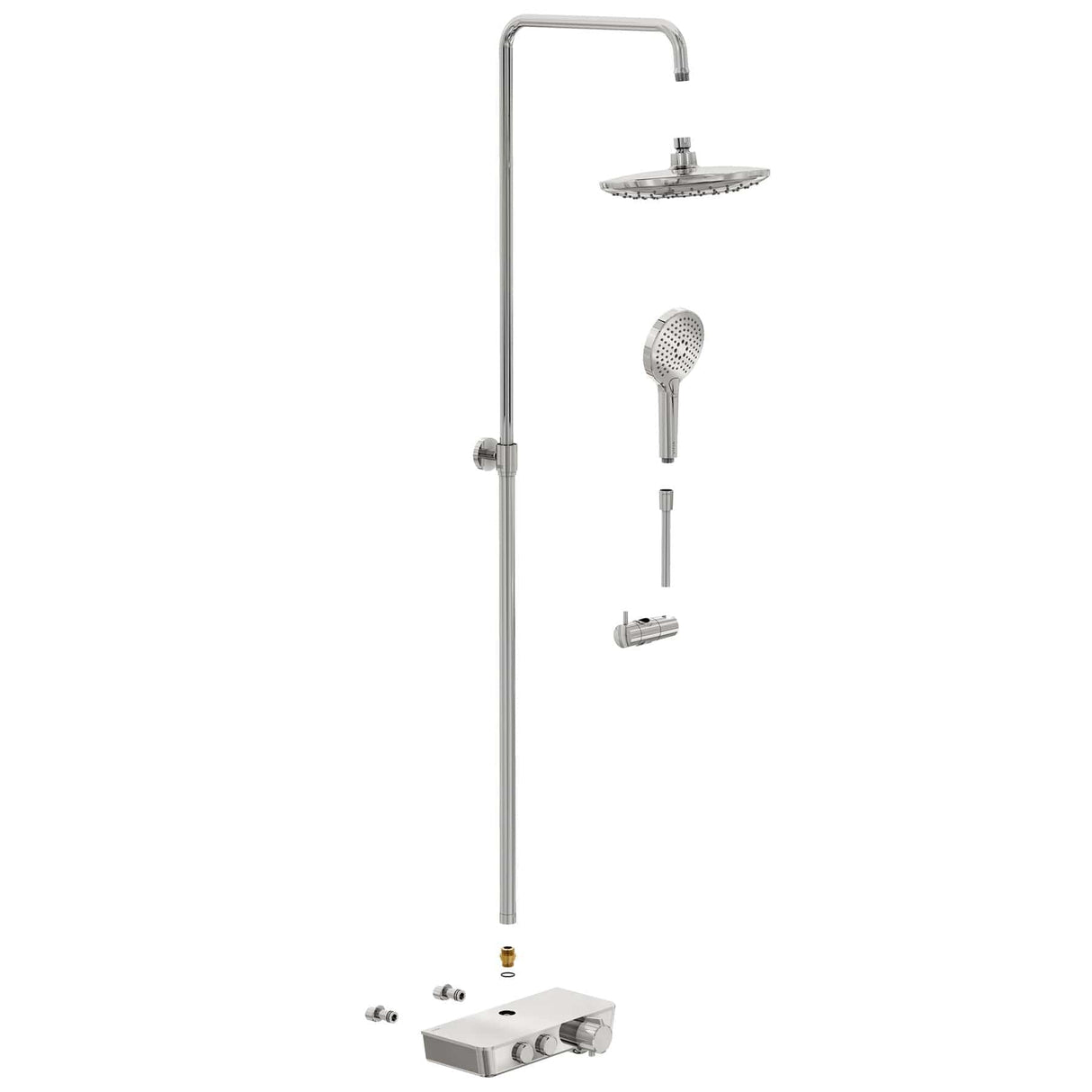 VitrA Exposed Shower Set VitrA Aquaheat Charm Exposed Thermostatic Valve Shower Set with Shelf, Adjustable Riser, 240mm Shower Head and Handset