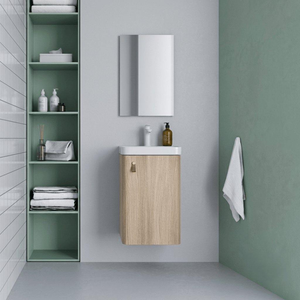 Roca Cloakroom Vanity Unit Nordic Oak Roca Costa 400mm Wall Mounted Cloakroom Vanity Unit with Basin