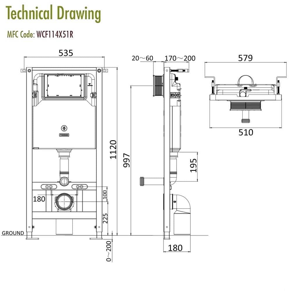 Crosswater Wall Hung WC Frame Crosswater 1.12m Dual Flush WC Support Frame Set with Flush Plate