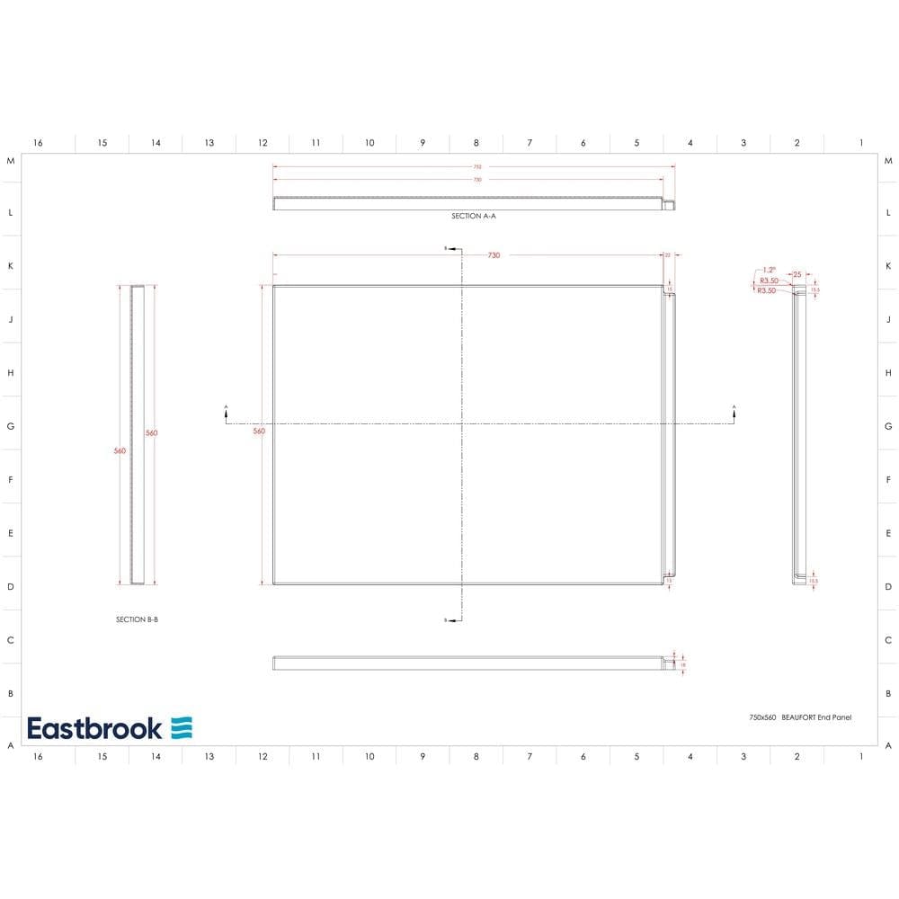 Eastbrook Bath Panel 750mm / 5mm Acrylic Eastbrook Flat End Bath Panel
