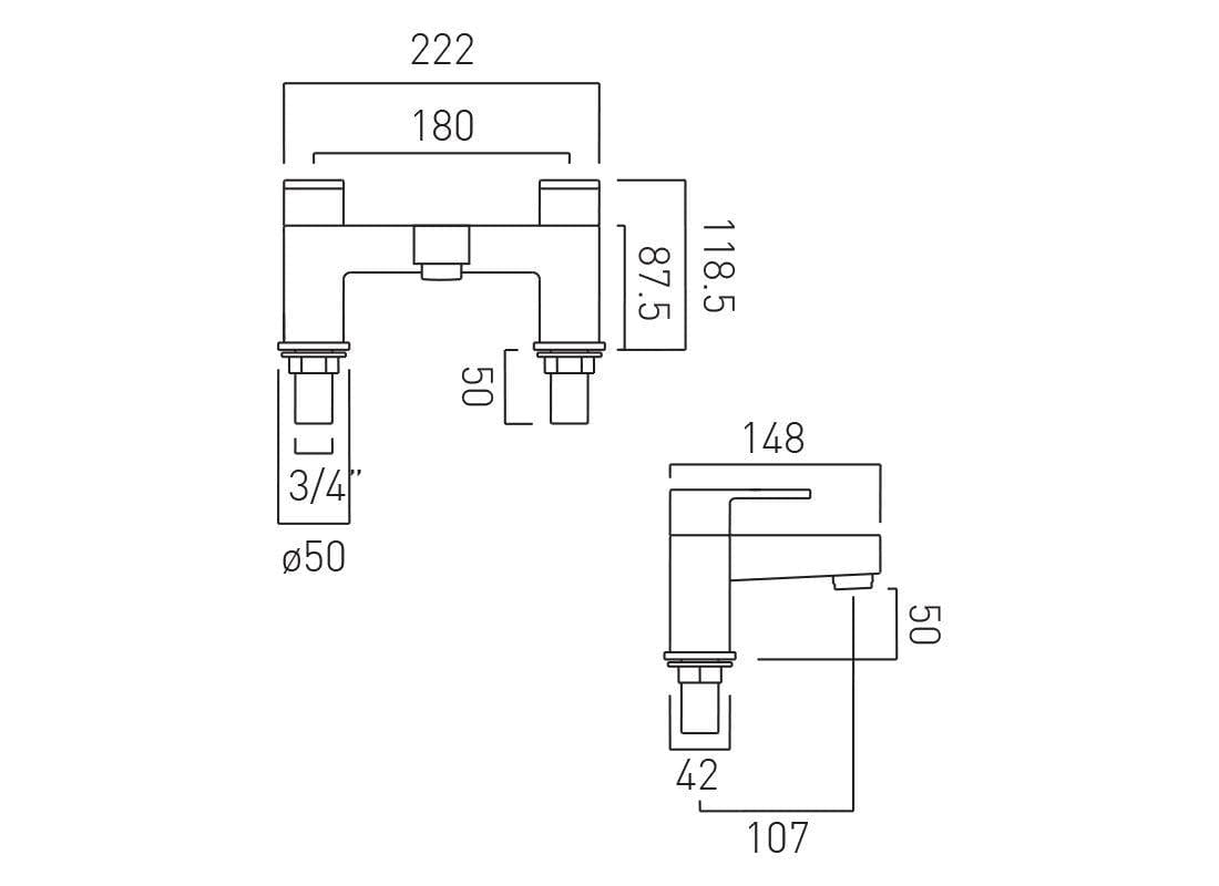 VADO Bath Mixer Vado Life Bath Filler Tap - Chrome - LIF-137-CP