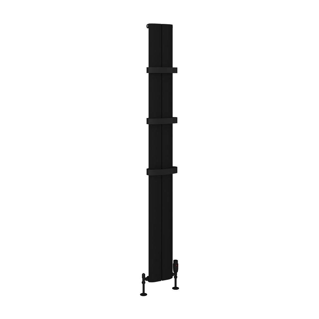 Eastbrook Panel Radiator Eastbrook Berlini Straight Vertical Aluminium Radiator in Matt Black