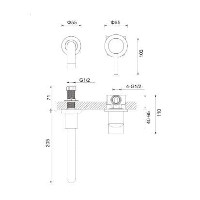 Crosswater Wall Mounted Basin Tap Crosswater Fusion 2 Hole Wall Mounted Basin Mixer Tap in Chrome