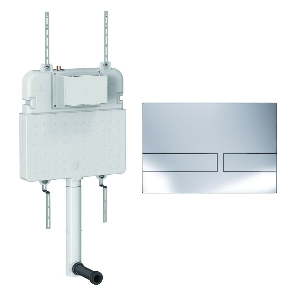 Crosswater Concealed Cistern Venue Plate in Chrome Crosswater Dual Flush Slimline Concealed Cistern Set with Flush Plate - 508 x 80 x 550mm