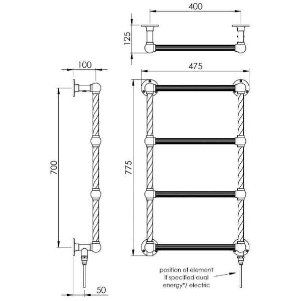 Vogue Traditional Towel Rail Vogue Colonnade Straight Traditional Towel Radiator in Chrome