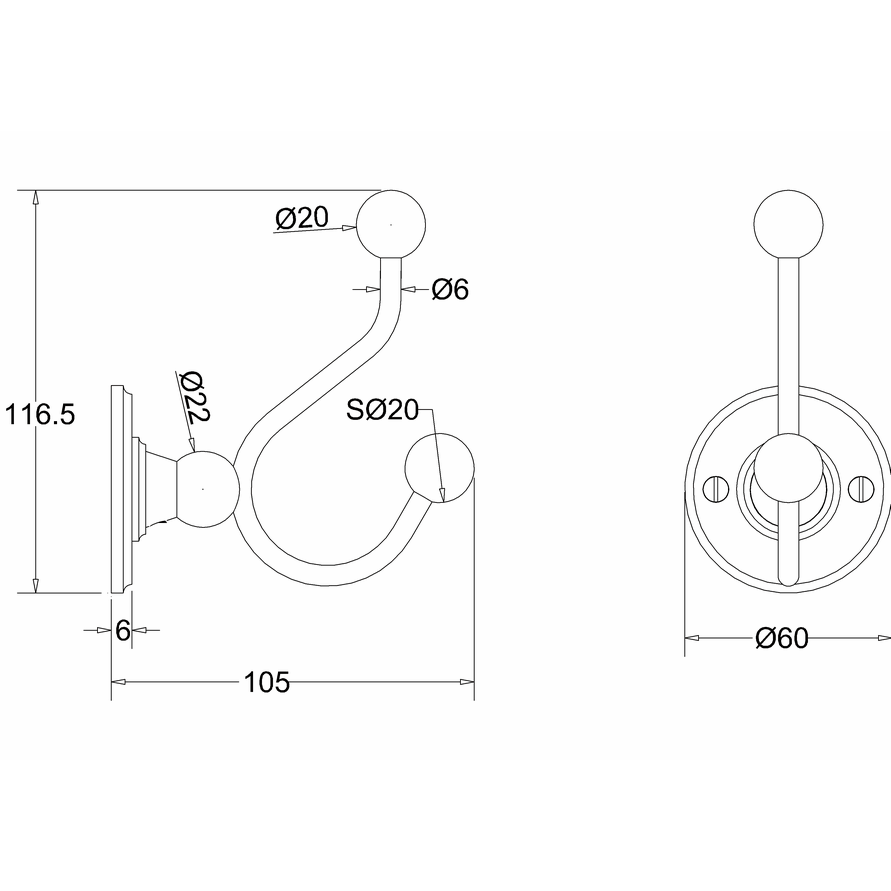 Burlington Traditional Double Robe Hook