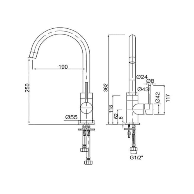 Sagittarius Kitchen Tap Sagittarius Ergo Lever Kitchen Tap with Swivel Spout in Chrome