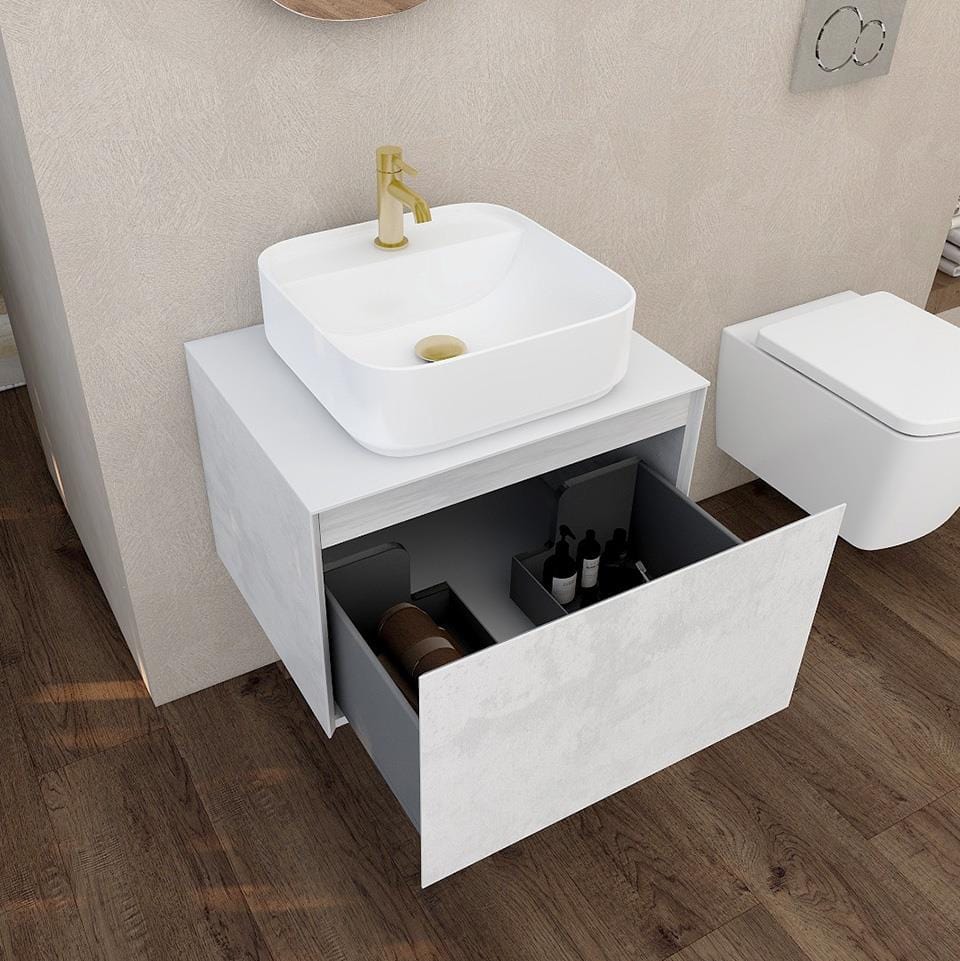Aquarius Wall Mounted Vanity Unit Aquarius JF-Series 600mm Single Drawer Vanity Unit with Countertop