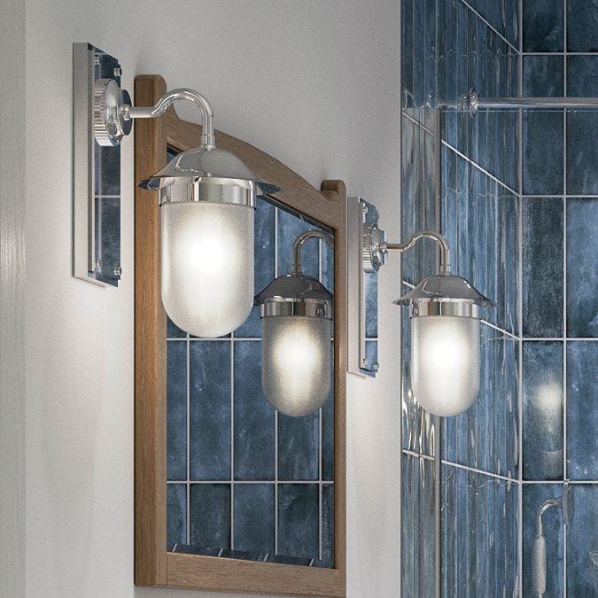 Burlington Bathroom Lighting Chrome - Frosted Glass Burlington Guild Wall Light