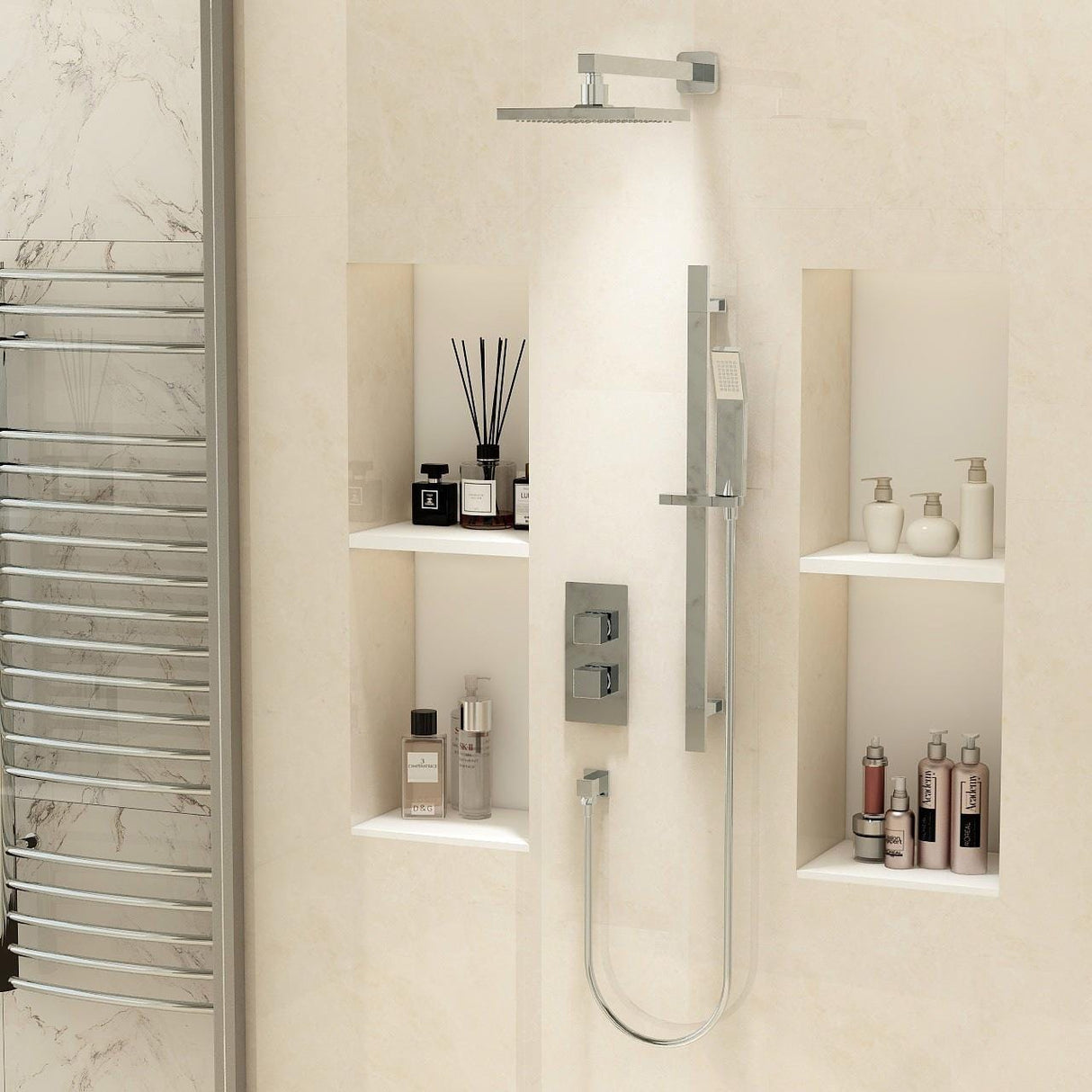 Imex Concealed Shower Set Imex Bloque 2 Handle Double Outlet Concealed Shower Set with Riser Kit