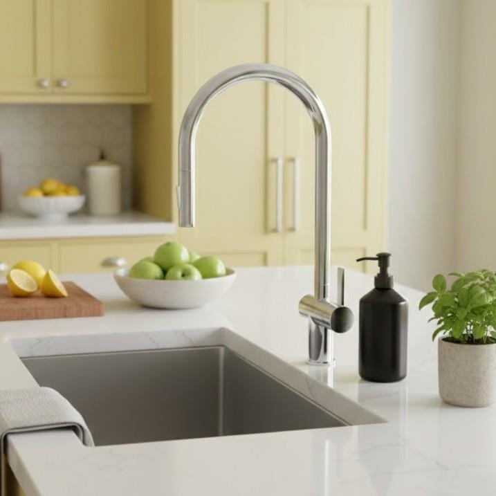 JTP Kitchen Tap Chrome JTP VOS Single Lever Pull Out Kitchen Mixer Tap