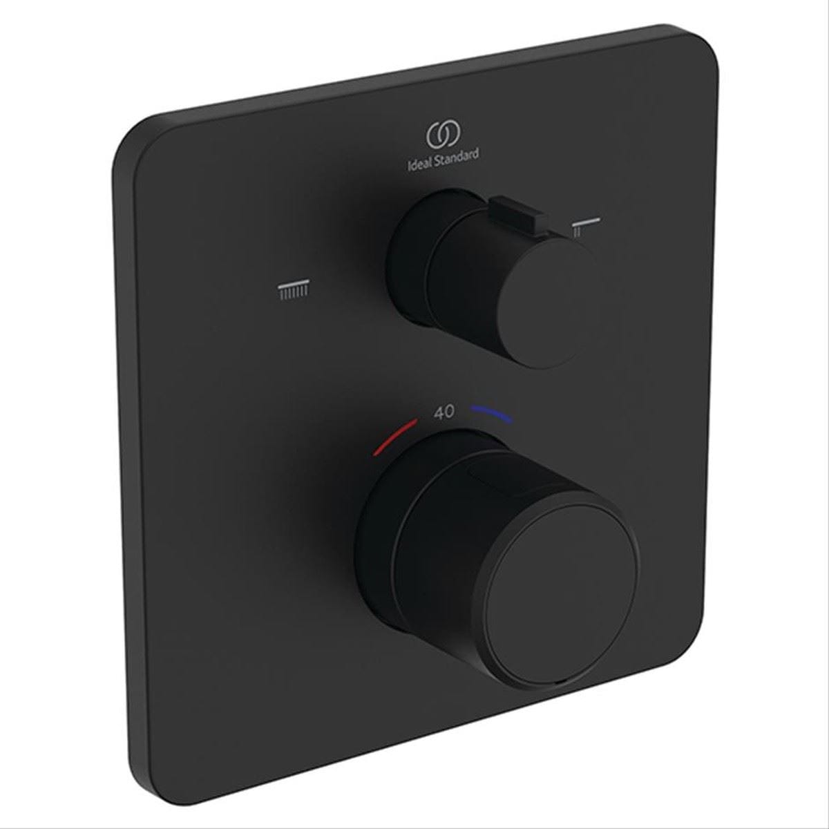 Ideal Standard Concealed Shower Valve Matt Black Ideal Standard Ceratherm C25 2 Outlet Square Concealed Valve Trim-set