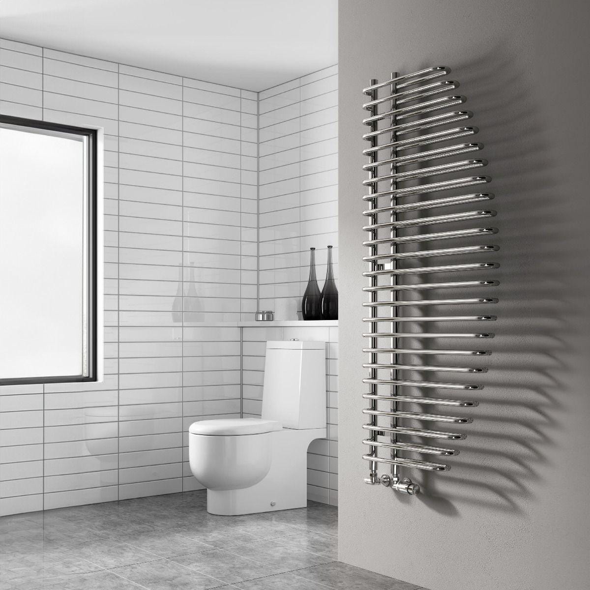 Reina Designer Towel Radiator Electric Only Reina Nola Modern Designer Towel Rail in Chrome - 1400 x 600mm