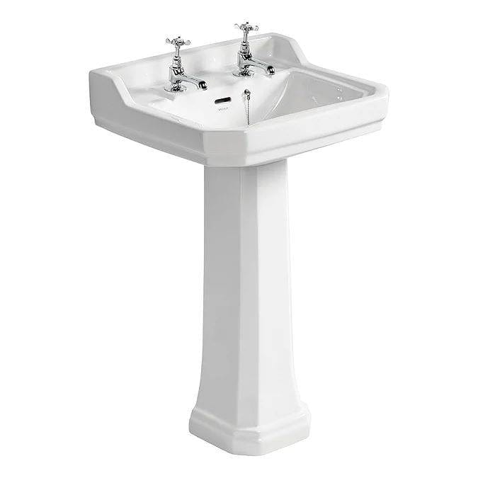Ideal Standard Pedestal Basin 2 Hole Ideal Standard Waverley 560mm Traditional Basin with Pedestal and Overflow